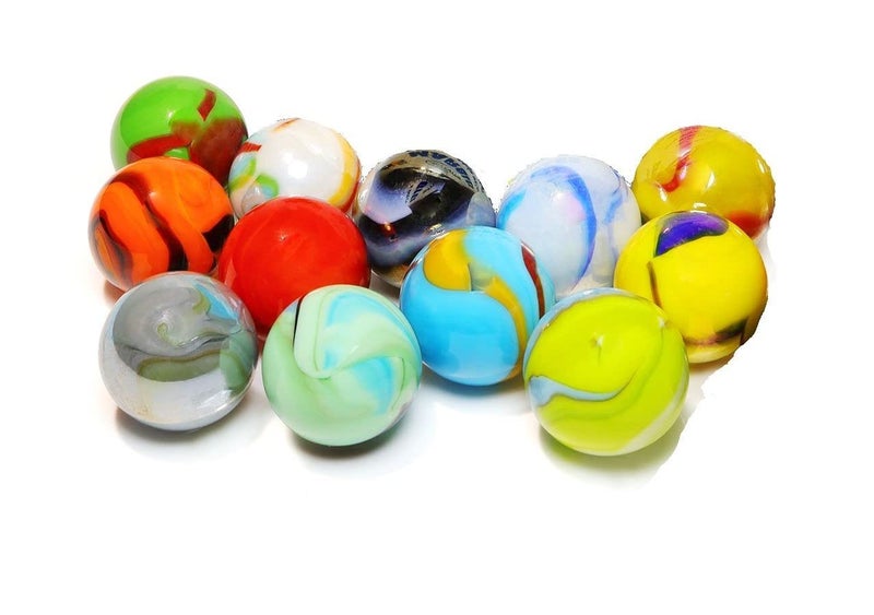 ACTIVITYYA Set of 12 Glass Shooter Marbles - Size: 7/8-inch (22mm) - Marble Games for Kids and Adults - Fun Colored Marbles for Games  Decorations  Centerpieces - Bulk Marbles - Image 1